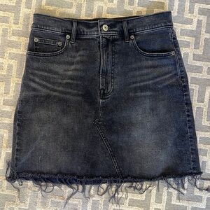 GAP mini black denim skirt with frayed hem